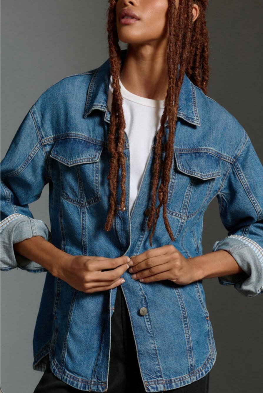 Pilcro Anthropologie Denim Oversized Shirt Jacket XXS